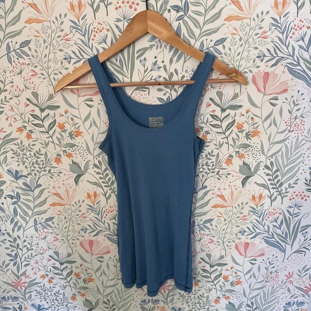 Vintage‎ Mossimo Supply Co Blue Long and Lean Ribbed Tank Top